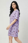 Zivame Mickey & Friends Knit Cotton Loungewear Dress - Pastel Lilac — thumbnail 3